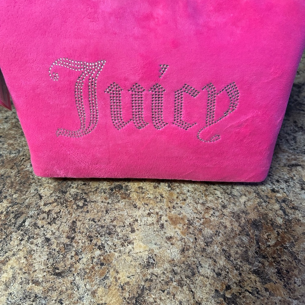 Juicy Couture Fuchsia Cosmetic Bag with Rhinestone Logo